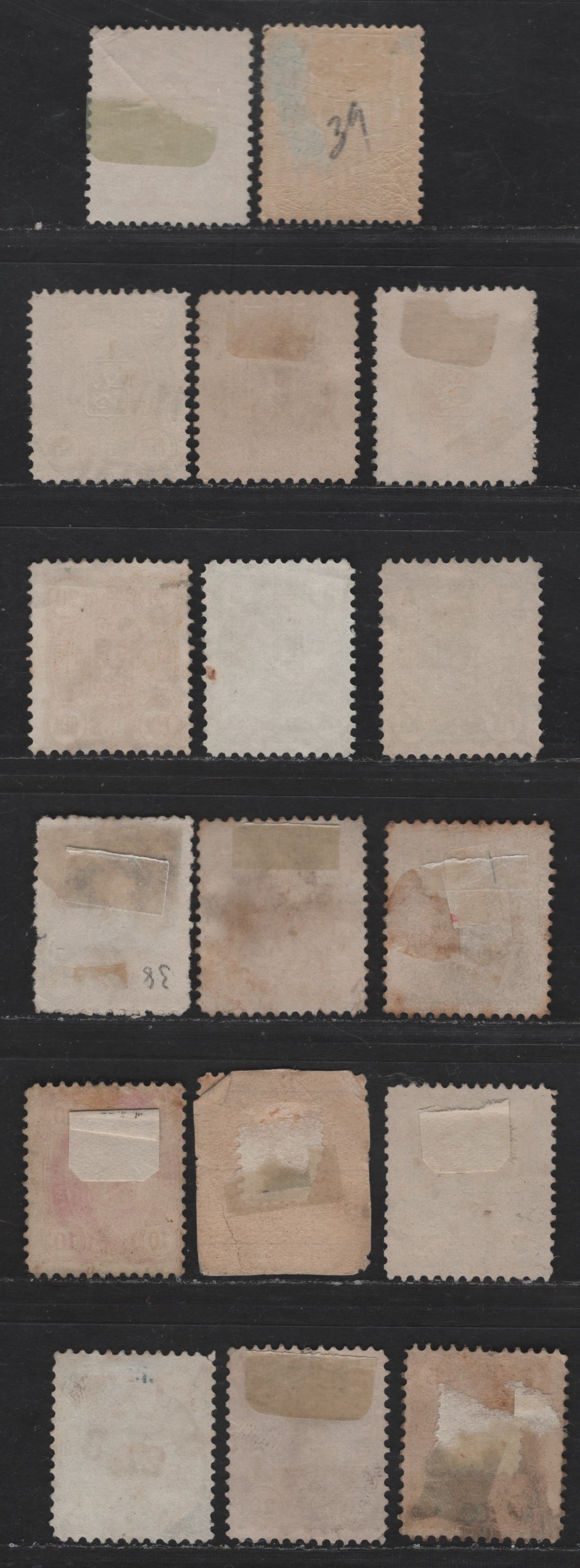 Lot 41 Finland SC#26, 28a, 31-a, 32-a, 34, 33, 38-39, 41-42, 60, 62 5p - 20p Orange Arms, 1881-1896 Arms Issue, 17 Fine Used Singles, Penni Currency, Denominations in Words & Numerals, Perfs 12.5 & 12.5x13, Shade Variations