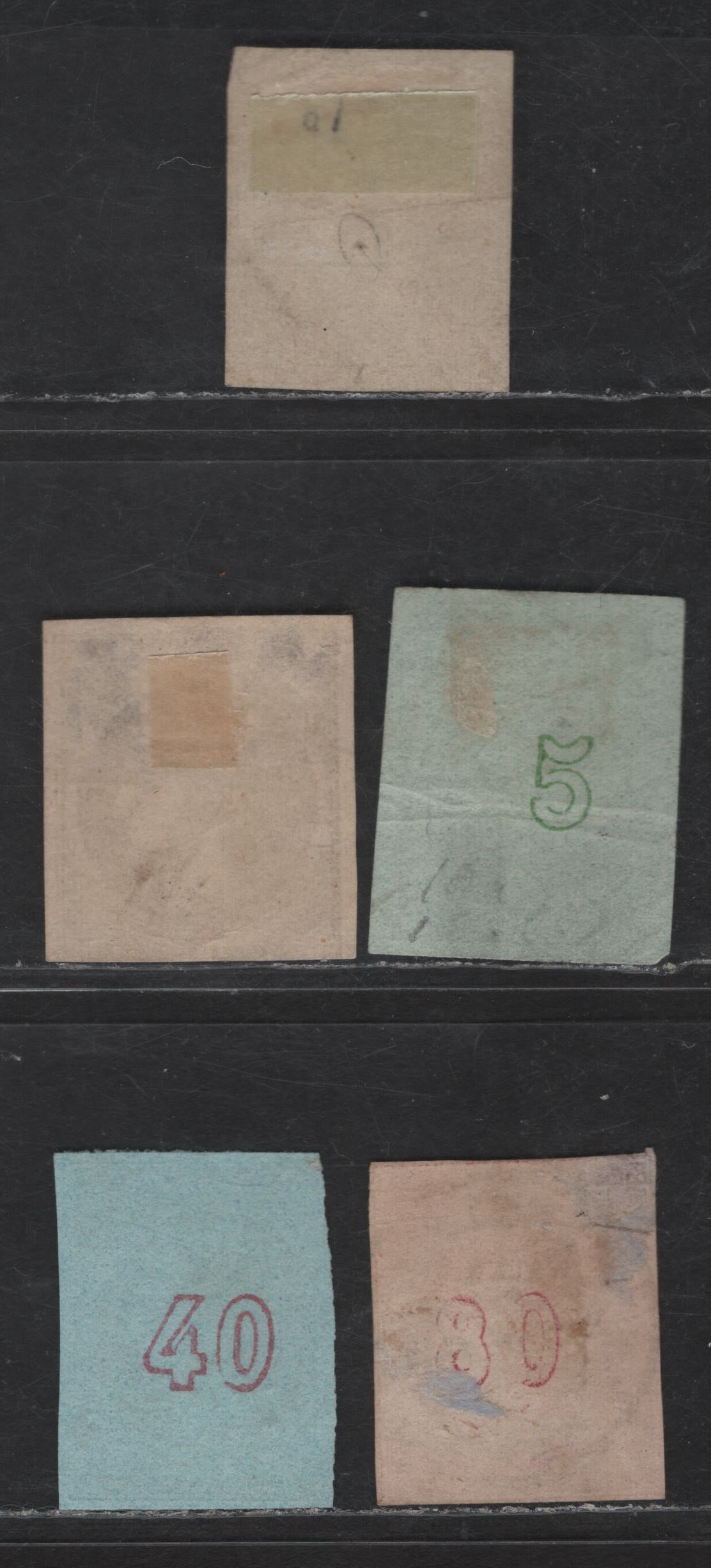 Lot 94 Greece SC#23a-b, 25a, 28-29 1l - 80l Brown - Carmine on Pale Rose Hermes Head, 1868-1870 Large Hermes Heads Issue, 5 Ungraded Singles, Reference Lot Of 5 Cleaned Plates Printing, Generally Sound, With No Margins Or Cutting Into Design