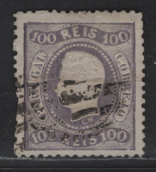 Lot 169 Portugal SC#31 100r Lilac King Luiz, 1867-1870 Perforated Embossed Issue, A Very Good Used Single, Perf 12.5, Light Horizontal Crease
