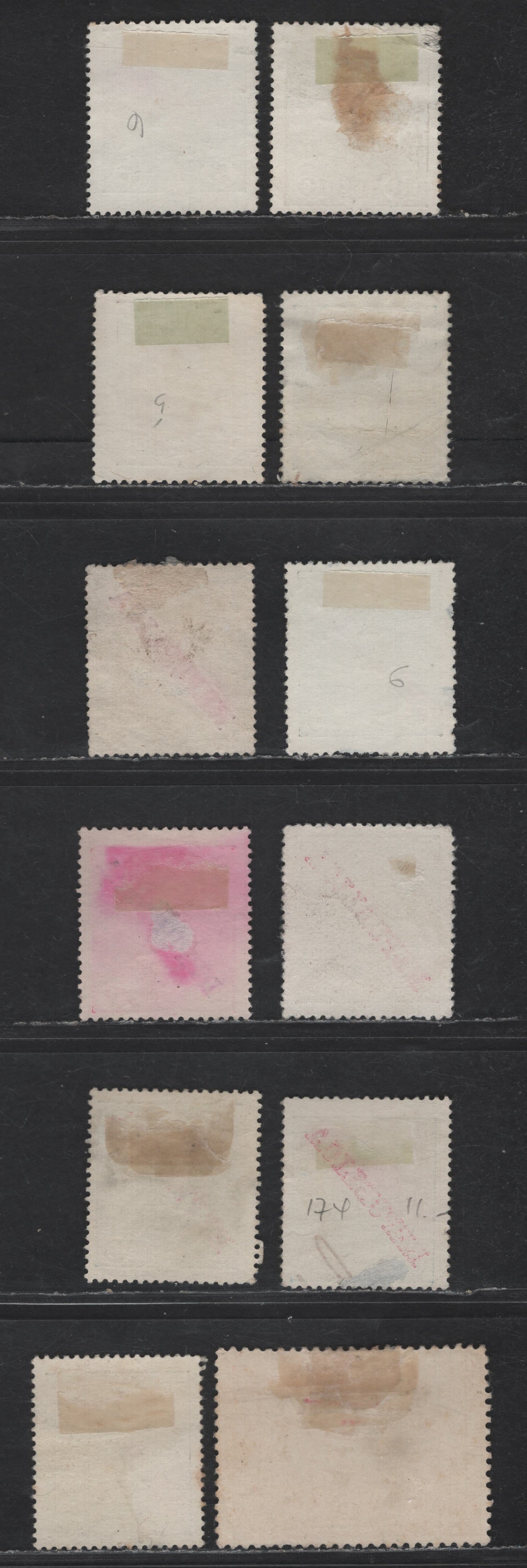 Lot 178 Portugal SC#157-158, 161-162, 170-171, 174-176, 178, 195 2.5r - 80r Violet - Slate King Manuel II, 1910-1911 King Manuel - Republica Overprinted Issues, 12 Fine/Very Fine Used Singles