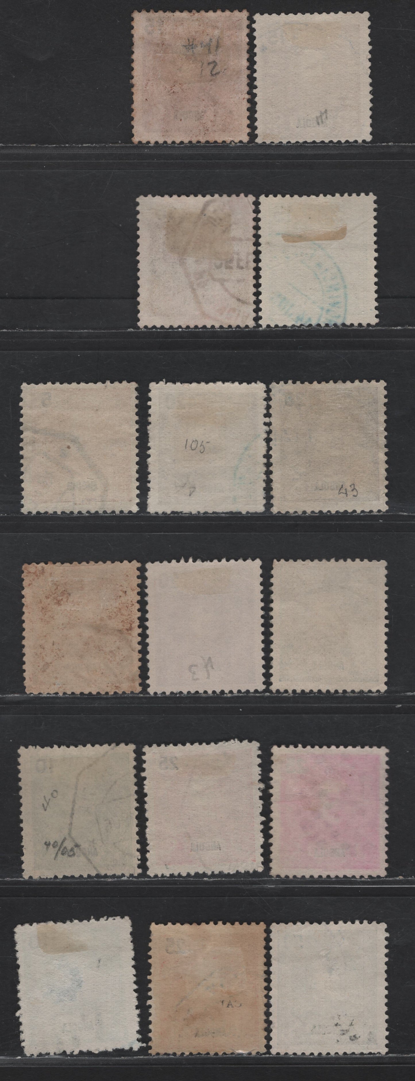 Lot 203 Angola SC#39/46 5r - 50r Orange - Blue King Carlos, 1898-1903 King Carlos Portraits Issue, 16 Fine/Very Fine Used Singles, Shade & Unlisted Paper Varieties