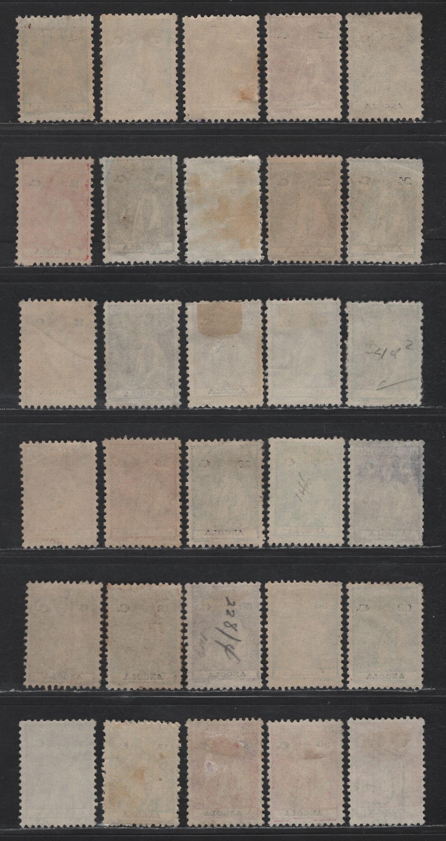 Lot 216 Angola SC#158,Da,g,h,k,l,n,o,q,r,s,t,u,v,va,w,x,y, 159A, 159B 1c - 1e Blue Green - Pink Ceres, 1921-1926 Ceres Issue, 30 Fine/Very Fine Used Singles, Ordinary Paper, Perf 12x11.5