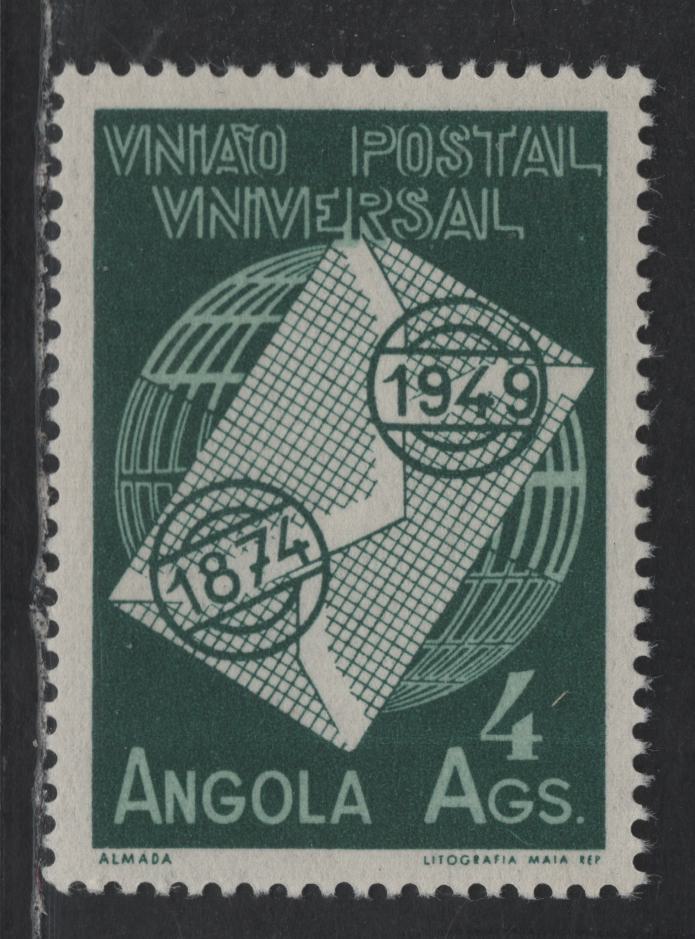 Lot 227 Angola SC#327 4a Dark Green & Light Green UPU, 1949 UPU Issue, A VFOG Single