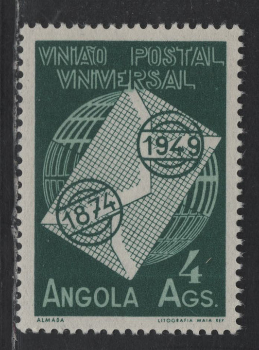 Lot 227 Angola SC#327 4a Dark Green & Light Green UPU, 1949 UPU Issue, A VFOG Single