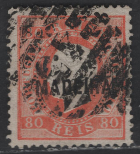 Lot 161 Madiera SC#26 80r Orange King Luiz, 1868-1870 King Luiz Embossed Sideface Issue, A Fine Used Single