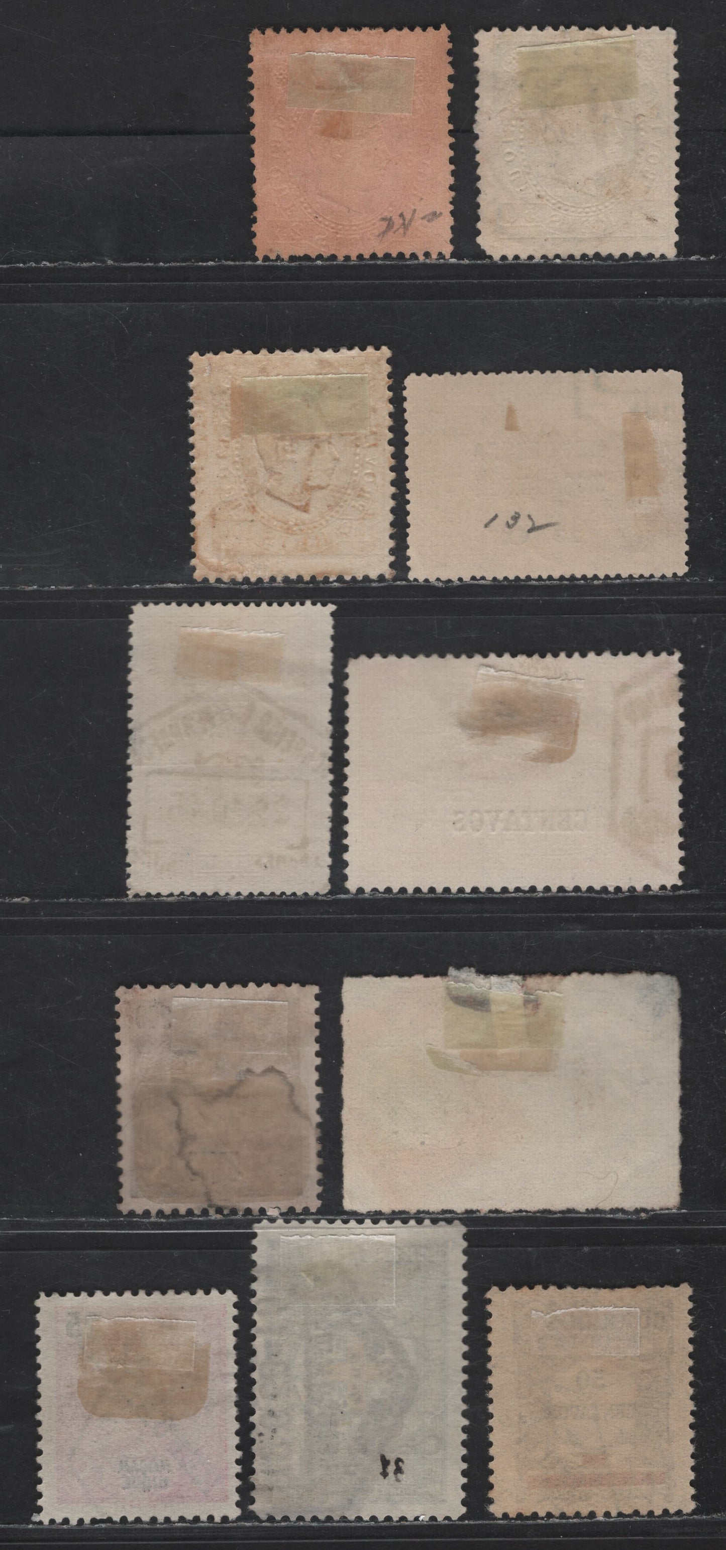 Lot 163 Mozambique SC#20-22, 104, 132, 138, 67, 222, MR1,RA4, 247 50c - 50c Blue - Slate & Yellow King Luiz & Scenes, 1886-1925 Embossed King Luiz & Postal Tax Issues, 11 Fine/Very Fine Used Singles