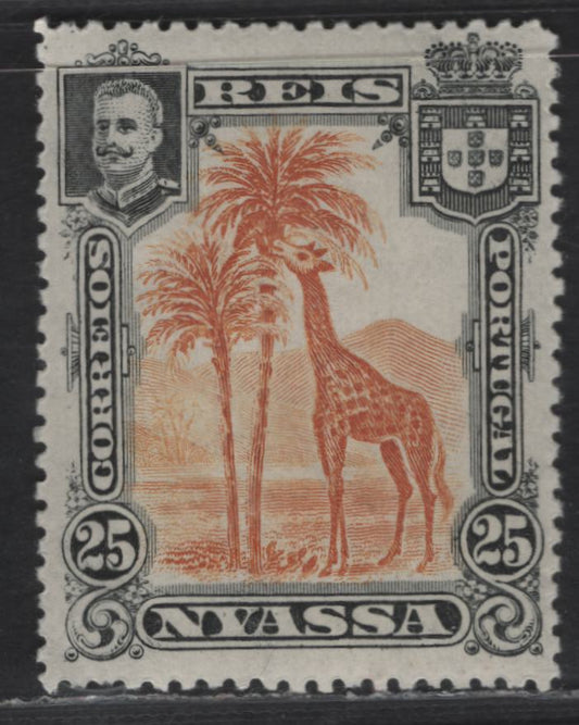 Lot 208 Nyassa SC#31var 25r Black & Orange Giraffe, 1901 Pictorial Issue, A VFOG Single, Perf 14.5 Instead of the Common Perf 14