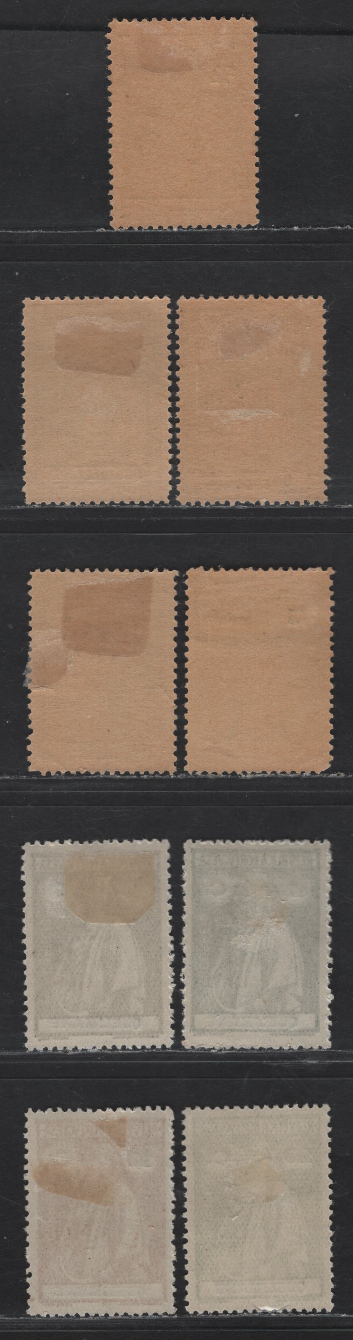 Lot 293 Quelimane SC#25-26, 28, 30-31, 25b, 27b, 34b, 36b 1/4c - 20c Olive Brown - Yellow Green Ceres, 1914 Ceres Issue, 9 F/VFOG Singles, Chalky & Ordinary Paper