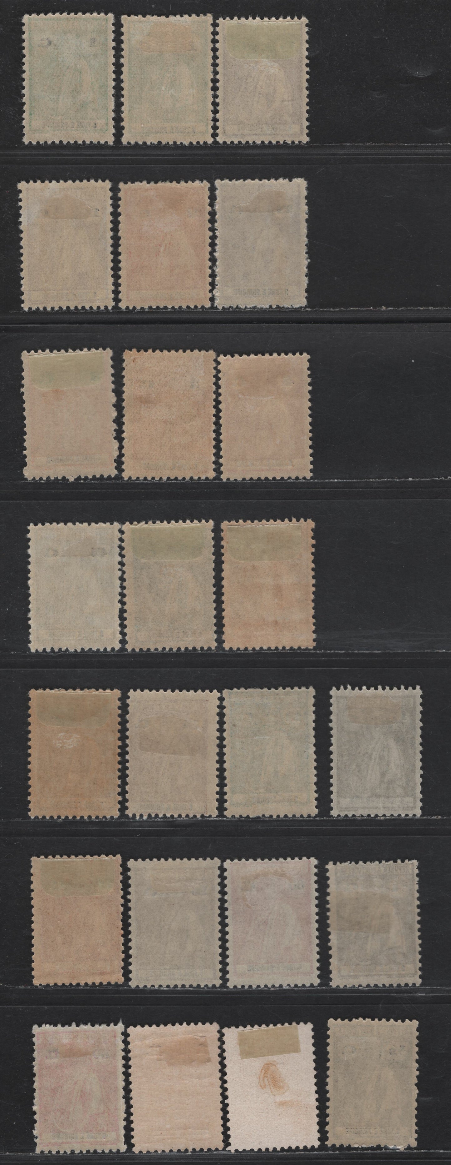 Lot 315 St. Thomas & Prince SC#214-218, 221-227, 230-231, 233a,f,g,h,i 1/4c - 1e Olive - Blue Ceres, 1922-1926 Ceres Issue, 24 F/VFOG & Unused Singles, Ordinary & Glazed Paper, Perf 12x11.5, 6c & 1e Issued Without Gum
