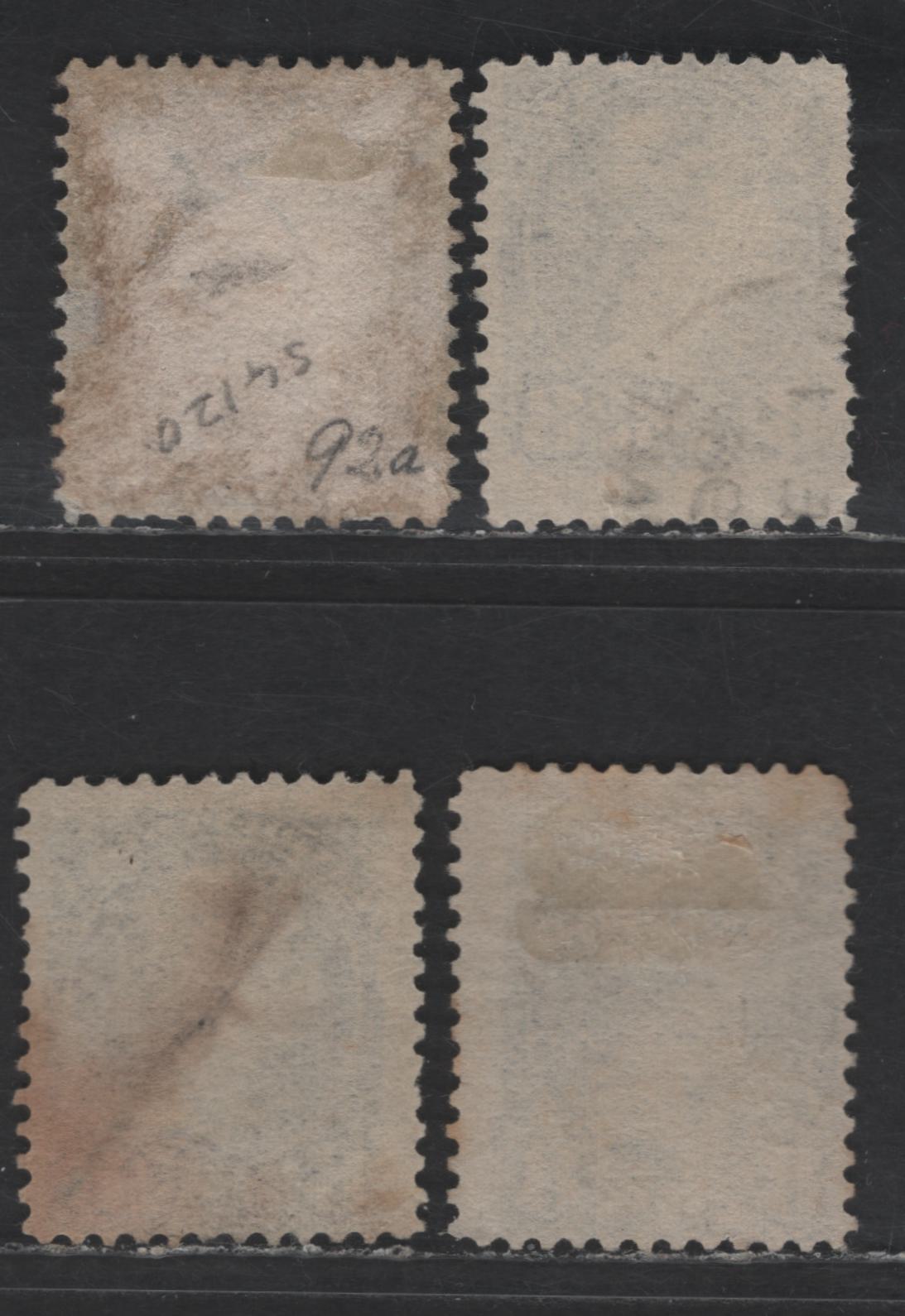 Lot 346 Canada SC#44-c 8c Violet Black, Blue Gray, Deep BluishGray &Gray Queen Victoria, 1888-1897 Small Queen Issue, 4 Very Good/Fine Used Singles, Mid to Late Second Ottawa Printings, Papers 2O-P