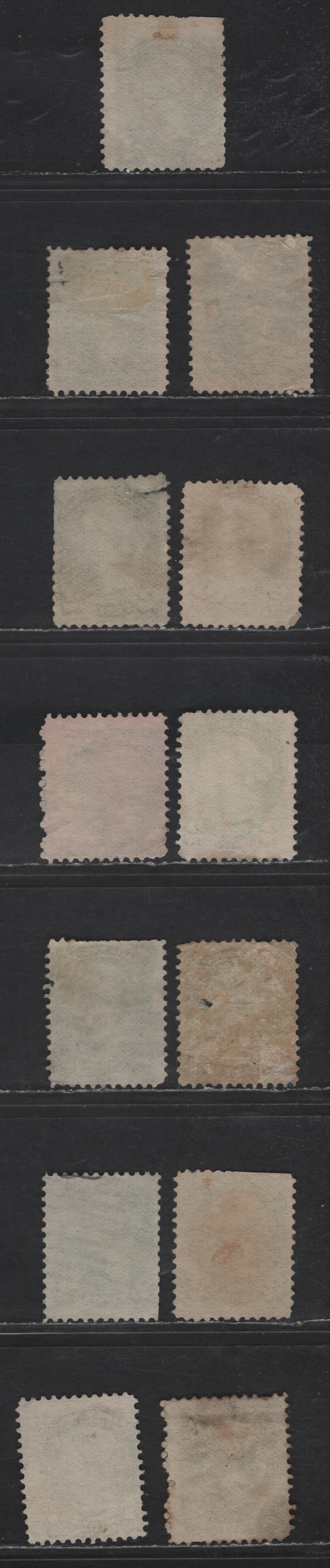 Lot 387 Canada SC#36 2c Green Queen Victoria, 1870-1893 Small Queen Issue, 13 Ungraded Singles, Mid & Late Montreal Printings, Poorly Centered Or With Slight/Major Faults, Variety Of Shades