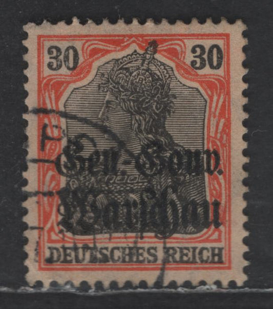 Lot 178 Poland MI#14a (SC# N14var) 30pf Orange & Black Portrait, 1916-1917 General Government Overprinted Issue, A Very Fine Used Single, Glossy Overprint, (Matte Is More Common On This Value)