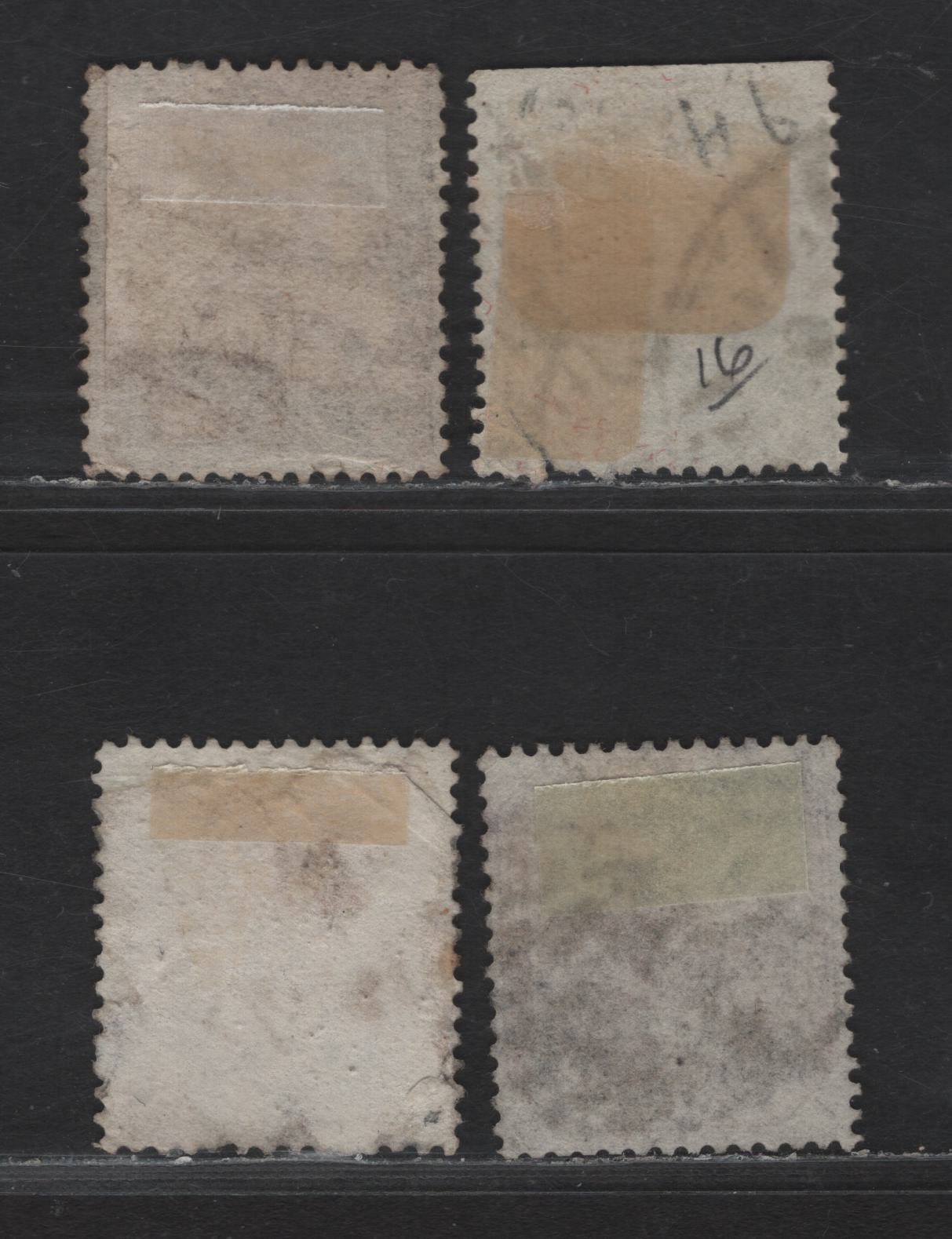 Lot 186 India SG#39, 46, 52-53 1a - 8a Brown - Mauve Queen Victoria, 1856-1860 Crown Colony Queen Victoria Keyplate Issue, 4 Ungraded Singles, White Paper, Elephant Head Wmk, All With Either Typical Heavy Cancels Or Small Faults