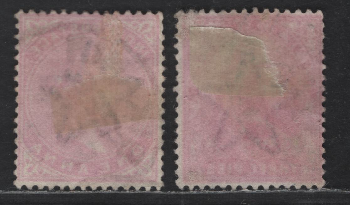 Lot 198 India SG#111, 115 3p - 1a Aniline Carmine - Carmine Queen Victoria, 1899-1900 Queen Victoria Keyplates Issue, 2 Fine Used Singles, Bikanir & Amrita Bazar Cancels