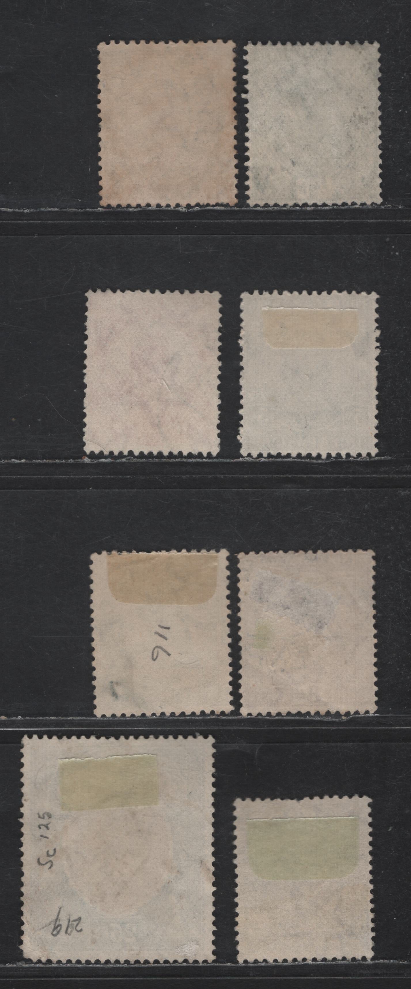 Lot 208 India SG#202w, 204w, 206w, 209w, 211w, 212w, 219w, 235w 1/2a - 25r Green - Orange & Blue King George V, 1926-1933 KGV Issue, 8 Fine/Very Fine Used Singles, Inverted Multiple Stars Wmk