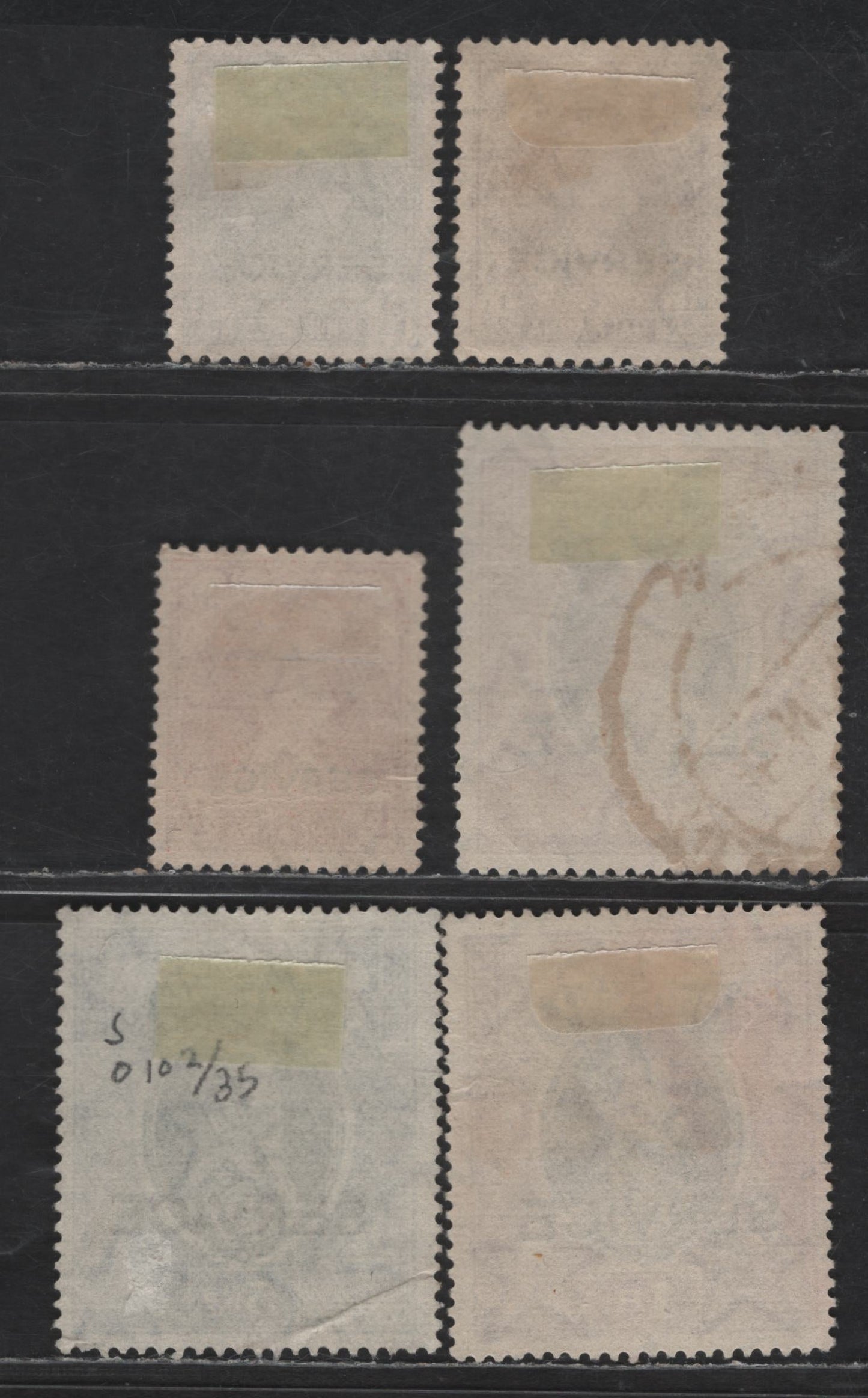 Lot 227 India #O132-O135, O137-O138 1/2a Red Brown - 10r Purple & Scarlet, 1937-1939 King George VI Service Overprints Issue, 6 F & VF Used Singles Light Crease On 5r & 10r
