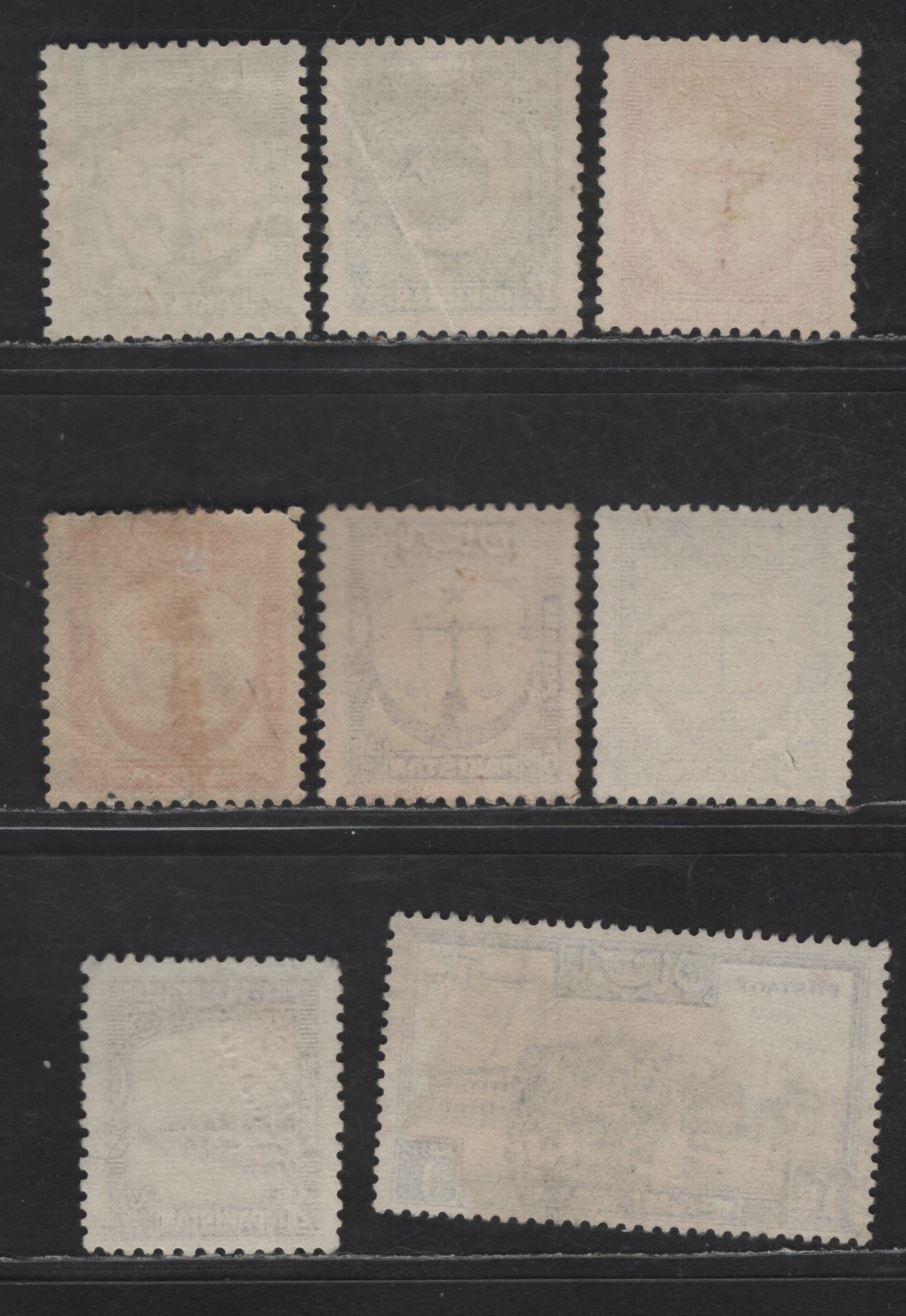 Lot 238 Pakistan #24-27, 24a, 33, 38a 3p Red - 1R Ultramarine, 1948-1957 Pictorial Issue, 8 F & VF Used Singles Perf 12 1/2 & 13 1/2
