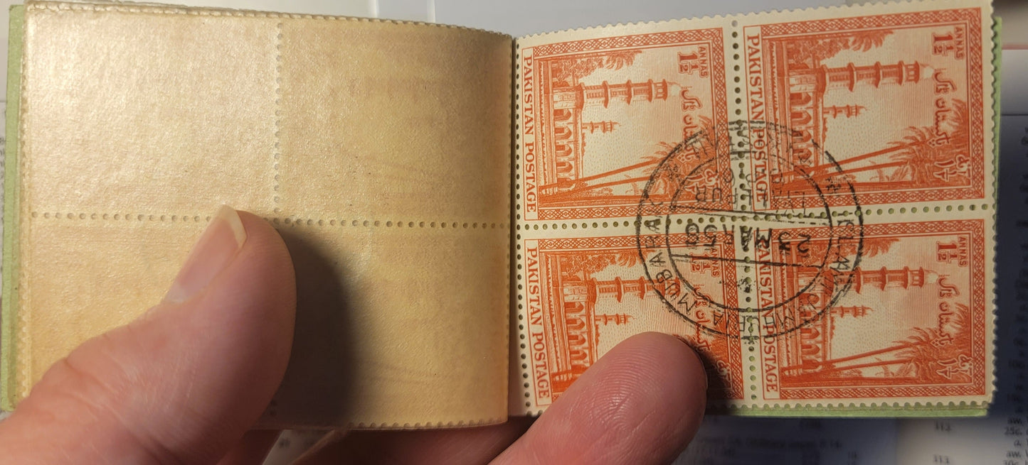 Lot 254 Pakistan SG#SB1 6p & 1.5a Violet & Red Pictorials, 1956 Definitive Issue, A Very Fine Used Booklet Of 24, Cancelled With First Day Of Issue Cancels, 3 Panes Of Each Value
