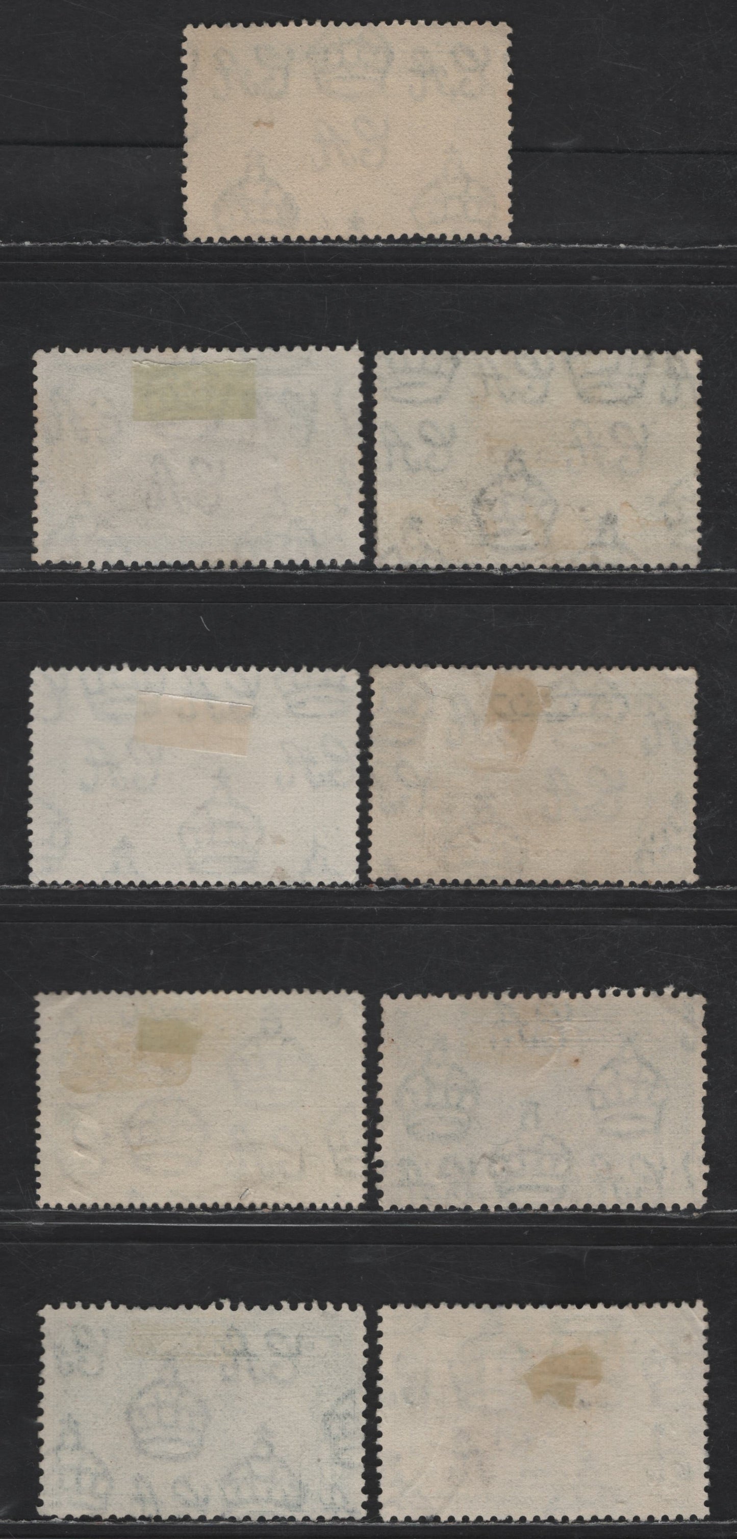 Lot 301 Ceylon MI#387-e 3c Black & Deep Blue Green King George VI, 1938-1952 KGVI Pictorial Issue, 9 Fine/Very Fine Used Singles, All Listed Perfs (13x11.5, 13x13.5, 13.5, 14 Line, 11.5x11 & 12), Additional Shades