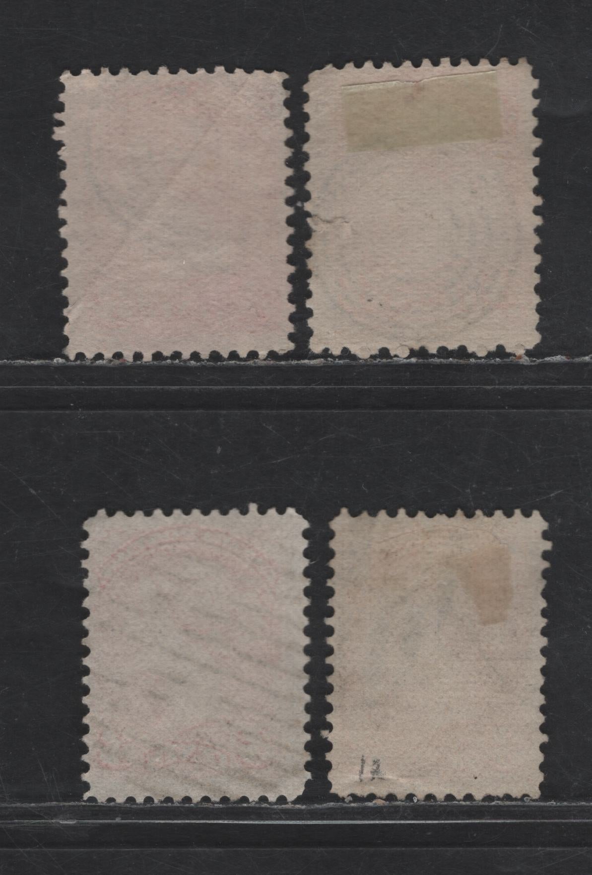 Lot 342 Canada #37c 3c Dull Red Queen Victoria, 1870-1893 Small Queen Issue, 4 Very Good/Fine Used Singles, Mid Montreal Printing, Papers MM-B, MM-O & MM-D, Perf 12.1x12.2 & Compounds With 12