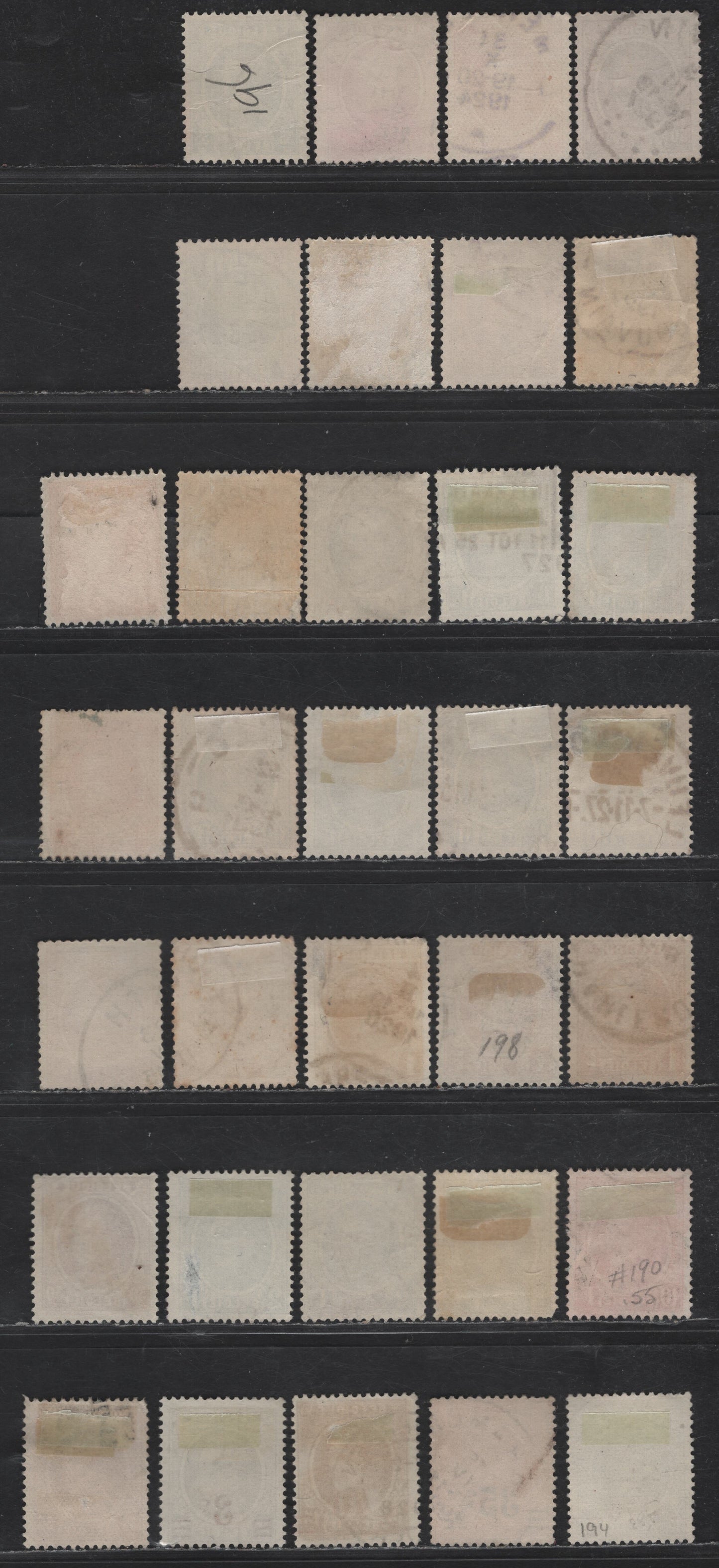 Lot 191 Belgium #152-161, 185-194 30c Vermilion - 1.75fr On 1.50fr Bright Blue, 1922-1927 King Albert I Definitives Issue, 33 F & VF Used Singles With Unlisted Shade Varieties Of Most Values