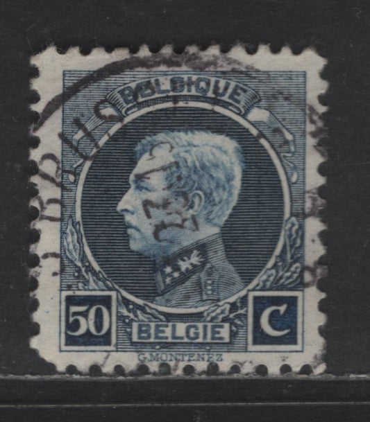 Lot 192 Belgium #162var 50c Dull Blue, 1921-1925 Engraved King Albert Sidefaces Issue, A Very Fine Used Single With Perf 11 1/2 On Unlisted Laid Paper, With Laid Lines( Vertical) Just Visible With Backlight