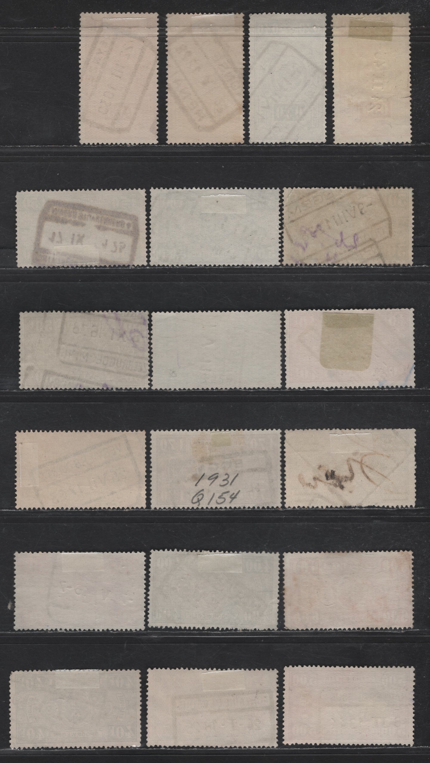Lot 204 Belgium #Q139, Q141, Q242, Q246, Q153, Q253, Q170, Q172, Q259, Q261, Q143, Q154, Q173, Q260, Q251, Q254, Q171, Q159, Q252 5c Red Brown - 50fr Bistre, 1923-1941 Parcel Post Issue, 19 F & VF Used Singles