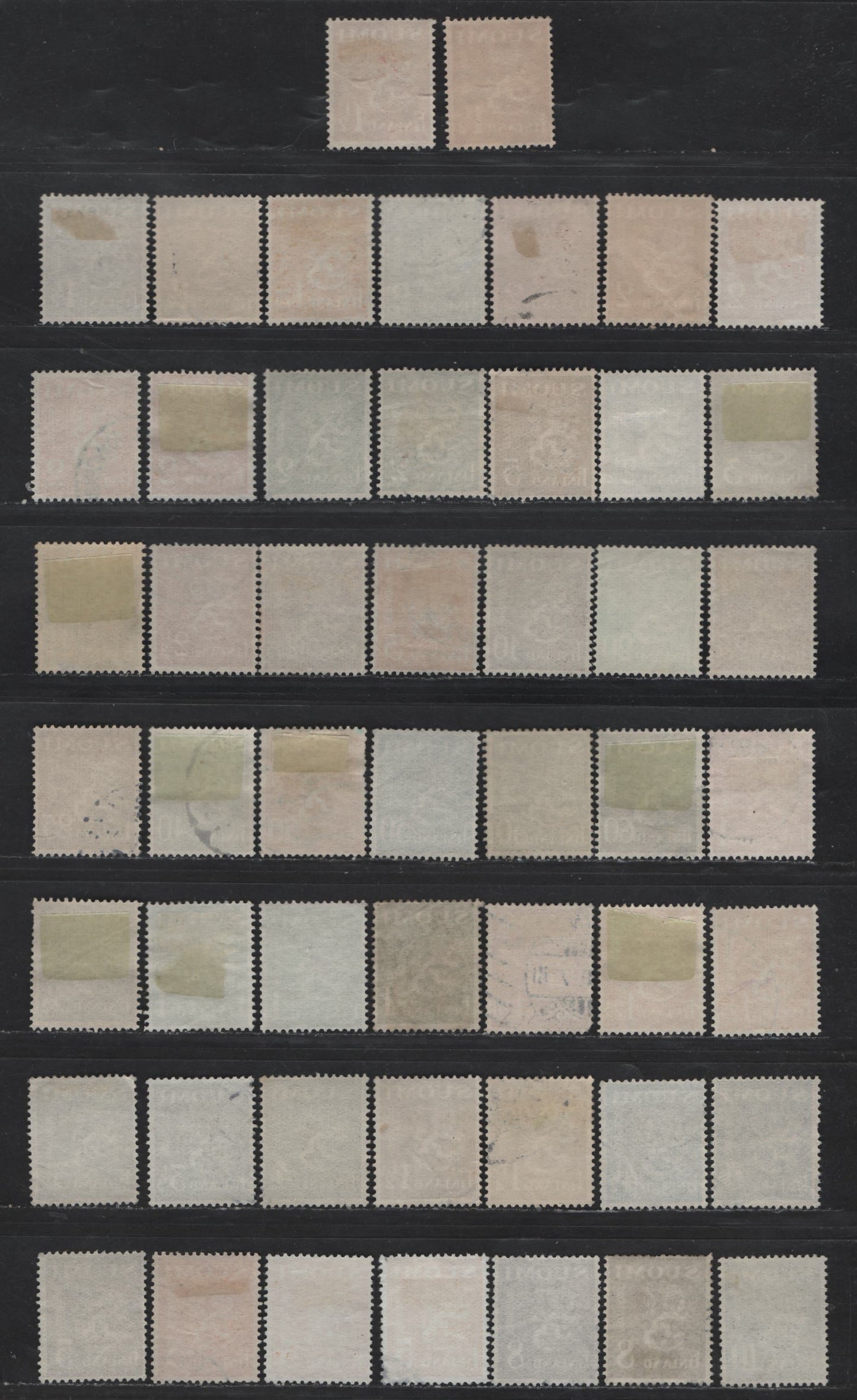 Lot 240 Finland #158-165, 166-175, 175c-176f, 176H-176I 5p Chocolate - 10m Saphire, 1930-1946 Arms Definitive Issue, 51 F & VF Used Singles With Multiple Shade Variations