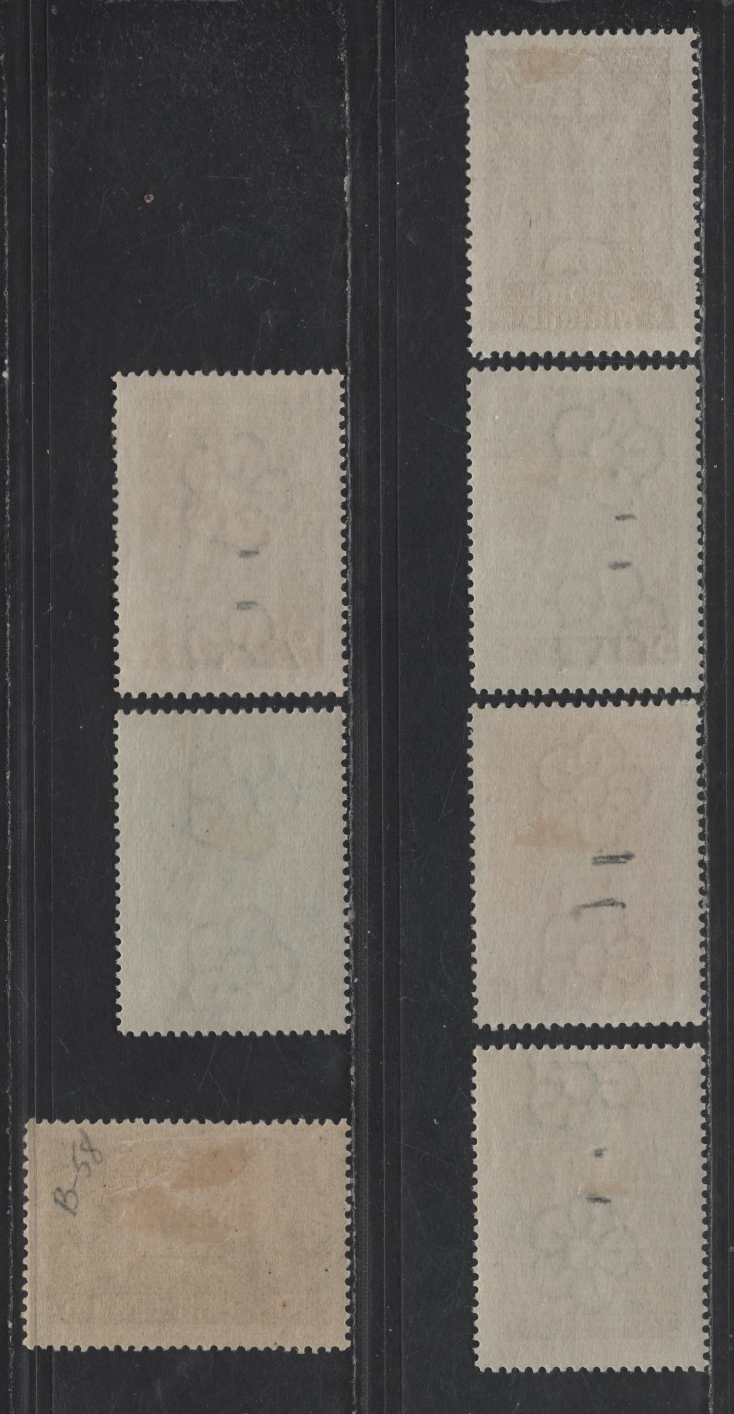 Lot 245 Finland #227-229, 231-232, 241, B58 50p Dull Green - 2.75m Brown, 1941 Manerheim - 1943 Semi-Postal Issues, 7 F & VF Used Singles With Normal Rosettes Wmk, With 6mm Between Rosettes