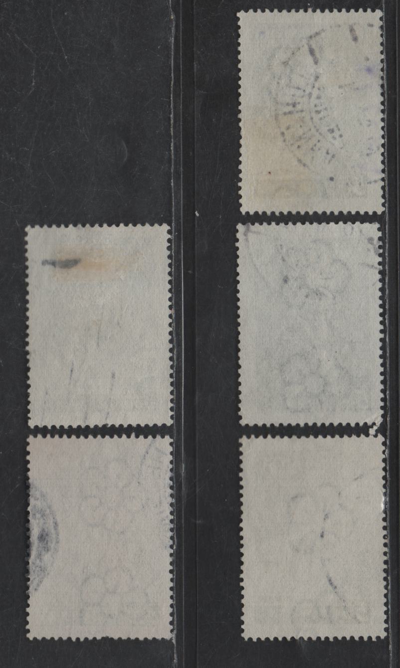 Finland #231-232, 237-238 3.50 Deep Blue - 5m Slate, 1941 Mannerheim & Ryti Issue, 5 Very Fine Used Singles With Normal Rosettes Wmk, With 6mm & 11mm Apart