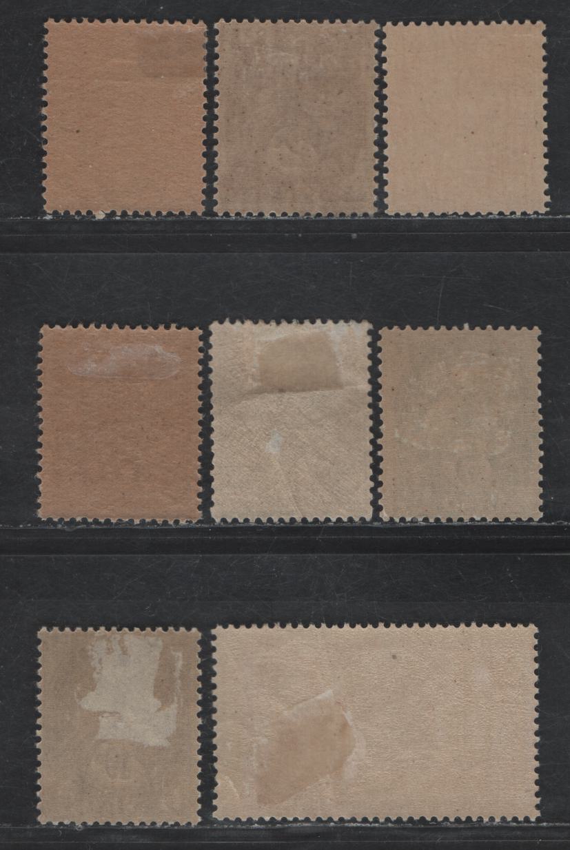 Lot 250 France #109-111a, 115, 119, 121 1c Grey - 1fr Claret & Olive Green, 1900-1929 Libery & Rights Of Man Issue, 8 F & VF OG Singles
