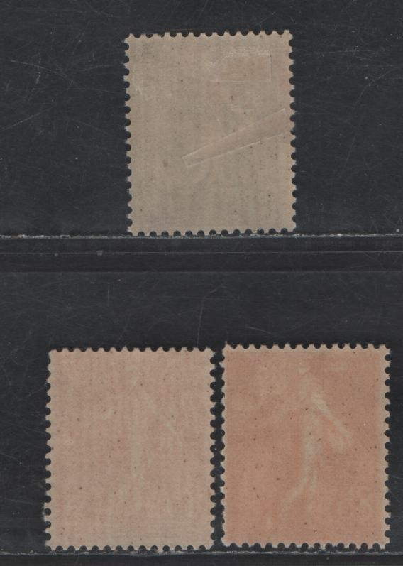 Lot 254 France #153-154 85c Vermilion - 1fr Dull Blue, 1903 - 1938 Sower Design Issue, 3 Fine OG Singles Includes 2 Shades Of The Vermilion, One Slightly Orangy