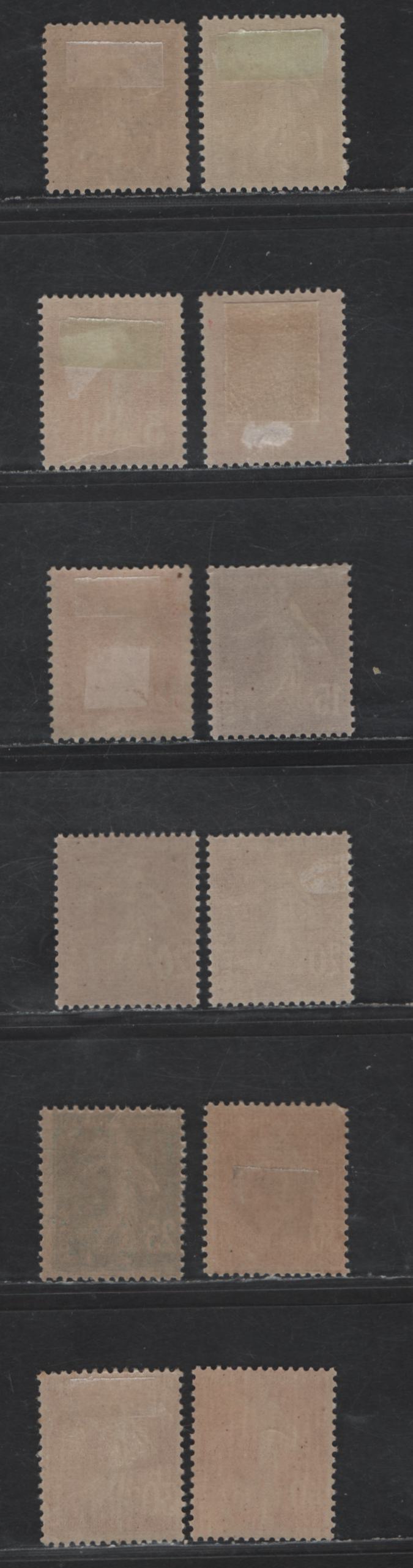 Lot 257 France #156, 156a, 158, 162, 165, 167, 168, 170, 172, 178 1c Olive Bistre - 40c Vermilion, 1906-1937 Sower Design Without Ground Under Feet Issue, 12 F NH&OG Singles With Shade Variations