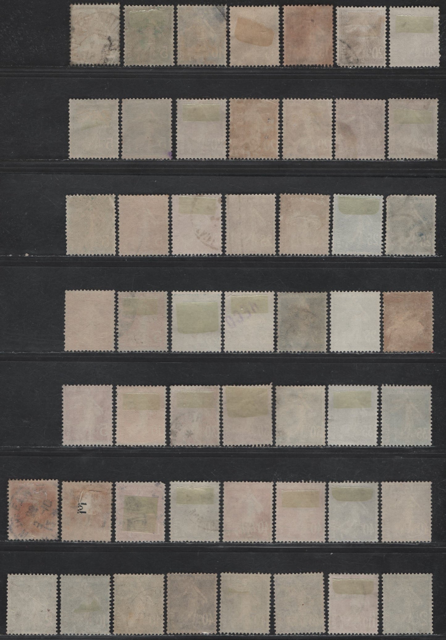 Lot 258 France #155, 157, 159-162, 163-170, 172-180, 182a, 184 10c Red - 2fr Prussian Green,1906-1937 Sower Design Without Ground Under Feet Issue, 51 F & VF Used Singles With Multiple Shades