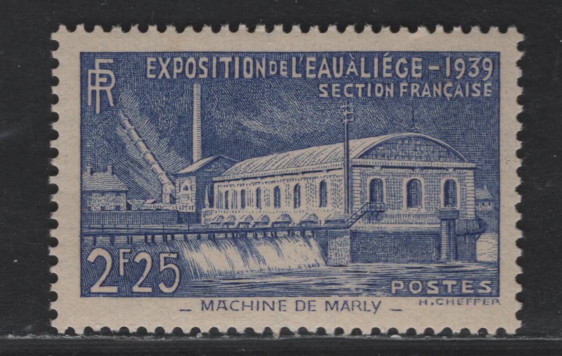 France #388 2.25fr Bright Ultramarine,1939 International Water Exposition Issue, A VFNH Single