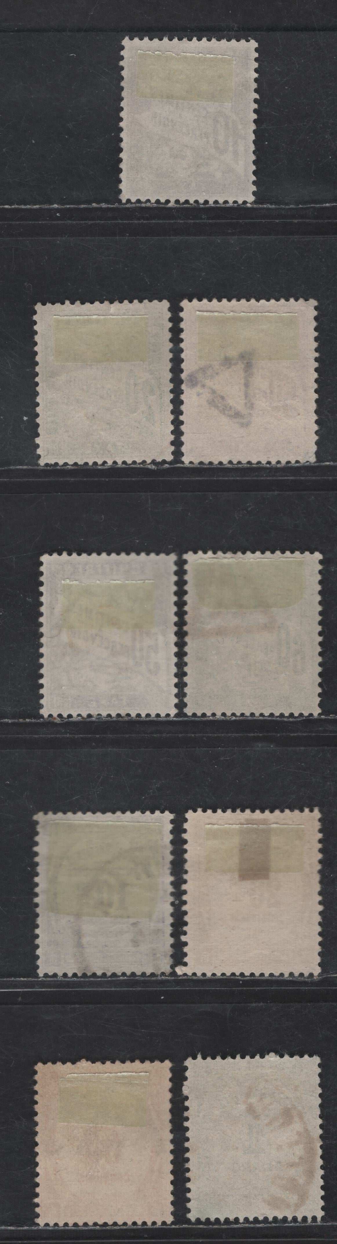 Lot 291 France #J30, J32, J38, J38a, J39, J47, J48, J61, J63 10c Brown - 1fr Prussian Green,1893-1941 Postage Due Issue, 9 F & VF Used Singles