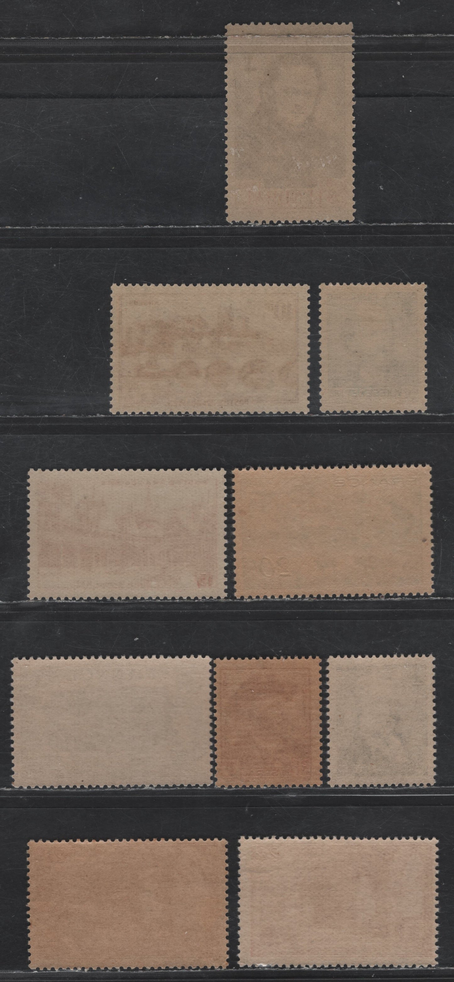 Lot 292 France #419,421, 423, 452, 453, 465, 472, 474, 498 10fr Dark Violet - 2.40fr Brown Carmine,1941 Scenes - 1944 800th Anniversary Of Church Of St. Denis Issues, 10 F & VF Used Singles