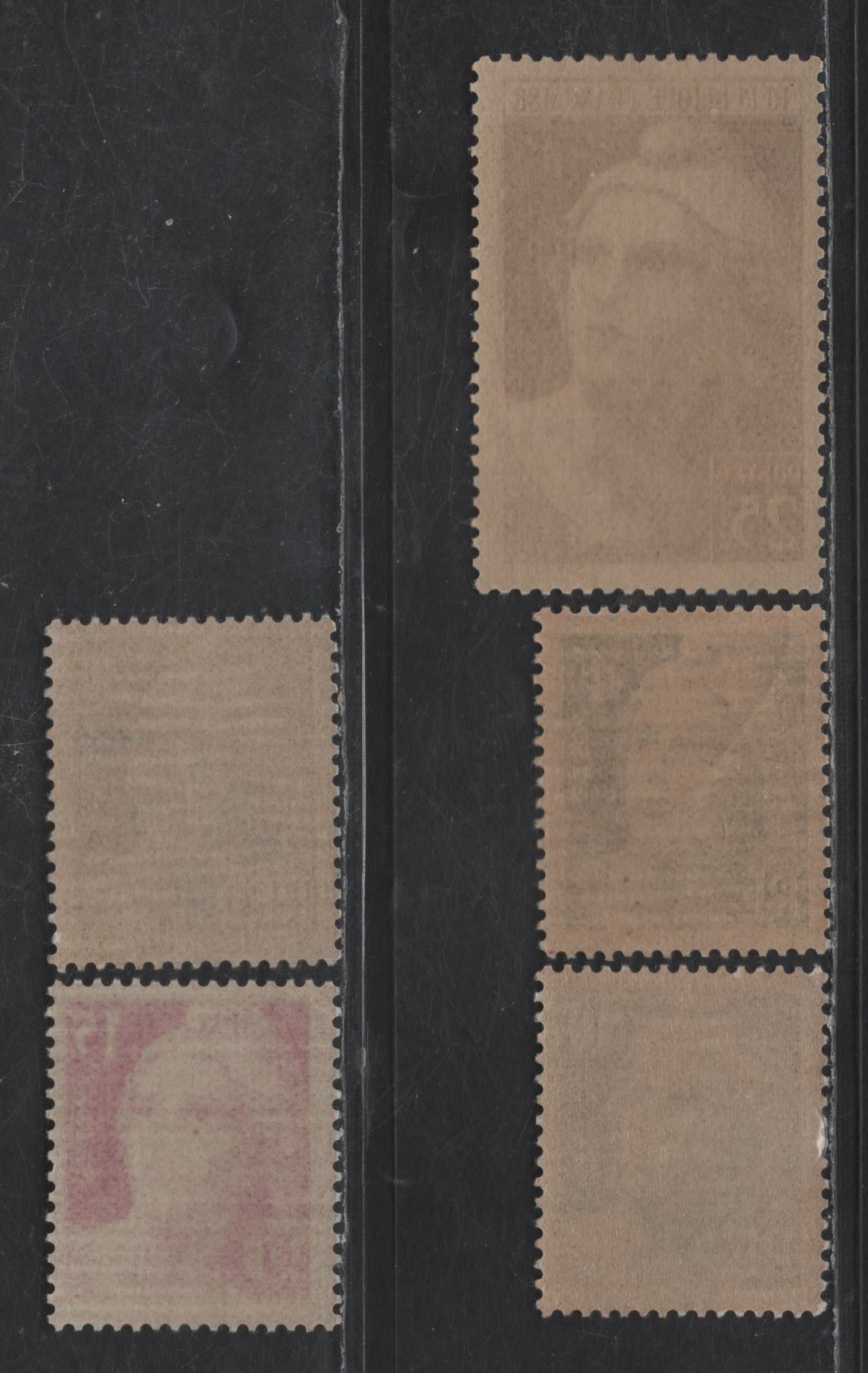 Lot 299 France #548-551, 554 4fr Dark Blue - 25fr Violet,1945-1946 Engraved Mariame Definitives Issue, 5 F & VF NH Singles