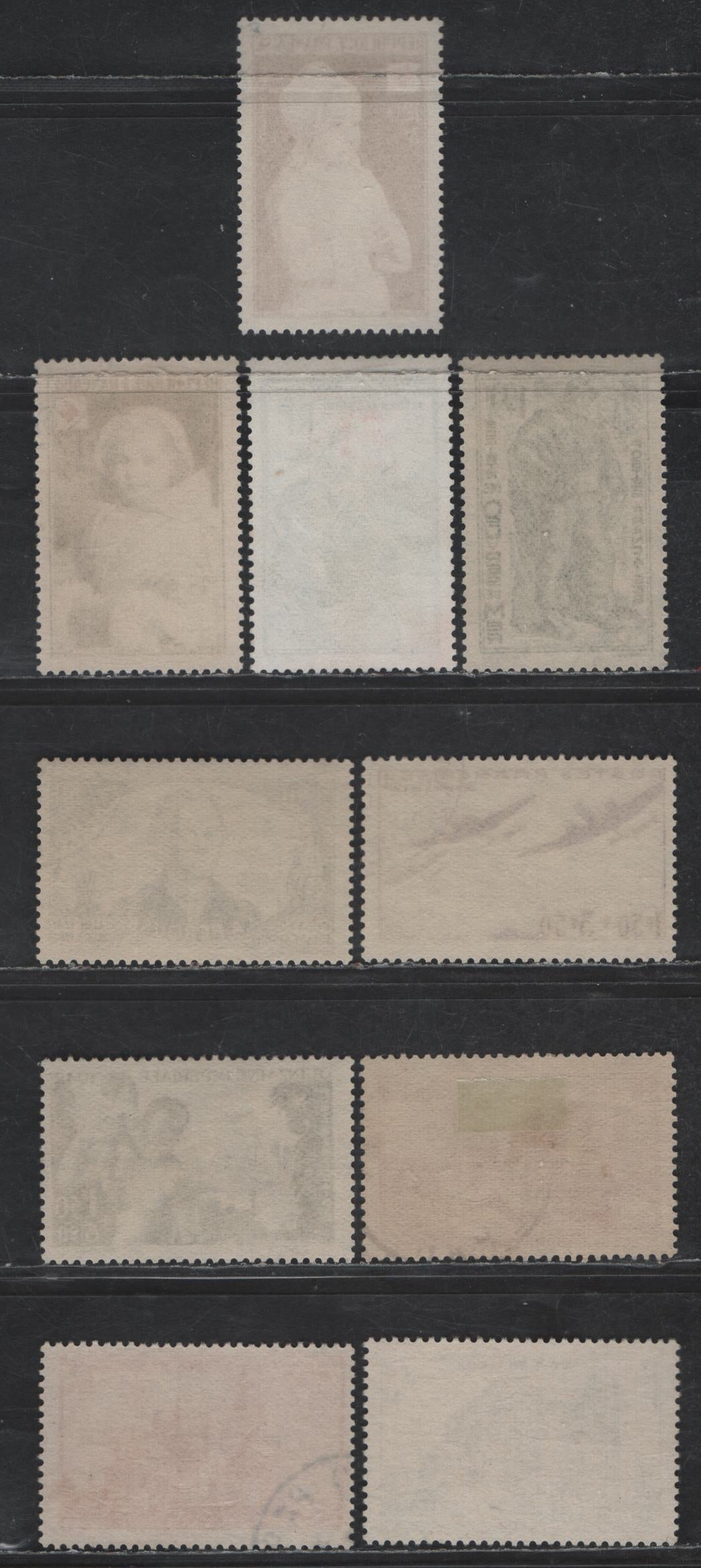 Lot 304 France #B78, B116, B129, B130, B132, B197, B215-B216, B264-B265 65c+60c Peacock Blue - 15fr+5fr Deep Ultramarine,1938 Student Relief Semi Postals - 1951 Red Cross Semi Postals Issues,10 F & VF Used Singles