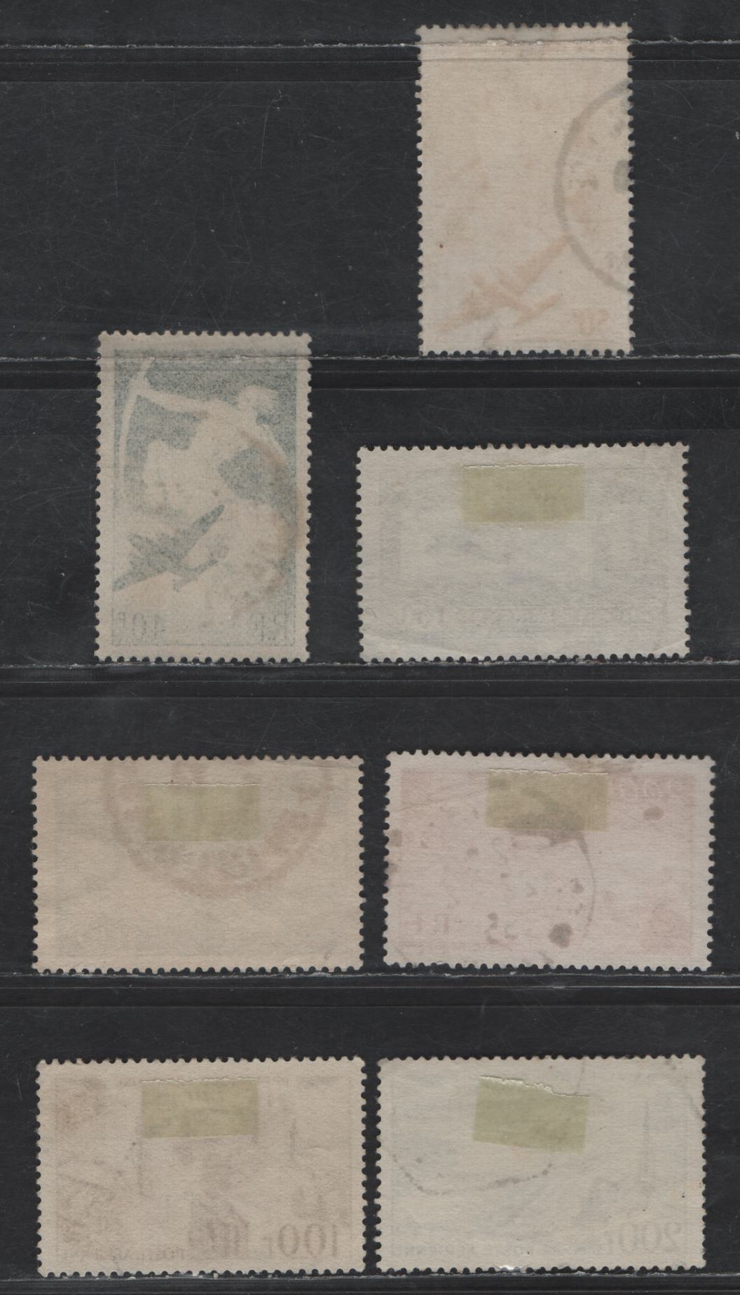 Lot 306 France #C6, C18-C21, C23-C24 1.50fr Dark Blue - 2.00f Dark Blue Green,1930-1950 Airmails Issue, 7 Very Fine Used Singles