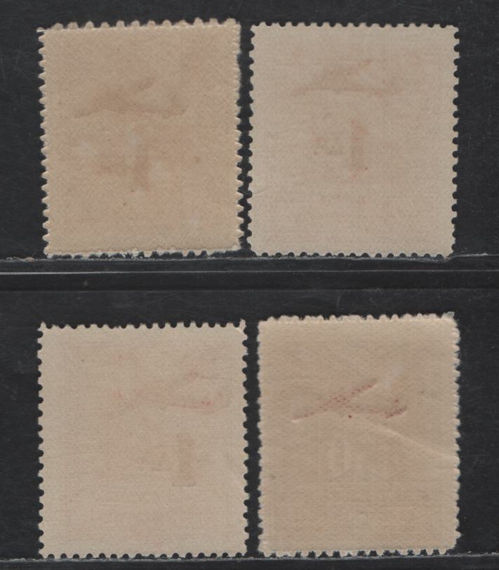 Lot 332 Greece #C36var, C48var, C49var 50L Violet Brown - 1d On 2d Rose, 1938-1941 Airmail Overprints, 4 F & VF NH Singles With Unlisted Shade Varieties