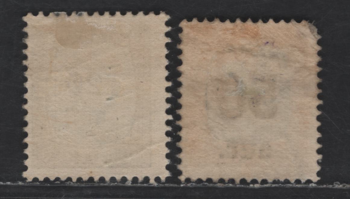 Lot 371 Iceland SC#132, 138 20a on 25a, 5k Brown & Green - Orange Brown & Slate Blue Surcharges, 1921-1925 Surcharges, 2 Fine Used Singles