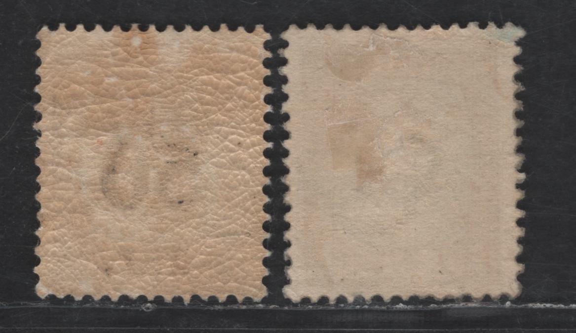 Lot 372 Iceland SC#132, 138 20a on 25a, 5k Brown & Green - Orange Brown & Slate Blue Surcharges, 1921-1925 Surcharges, 2 VF Used Singles
