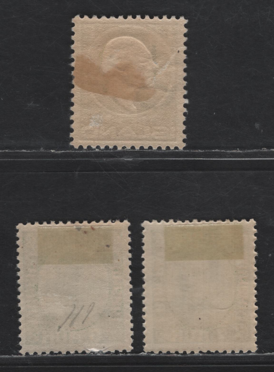 Lot 382 Iceland SC#86, 111, 180 1e-15a Olive Green - Green Jon Sigurdsson & King Christian IX, 1911, 1920-1922 King Christian X, 3 VFOG Singles