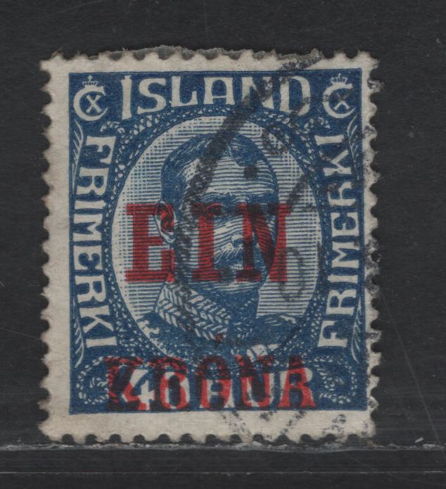 Lot 386 Iceland #150 1k On 40a Dark Blue, 1926 Surcharges Issue, A Fine Used Single