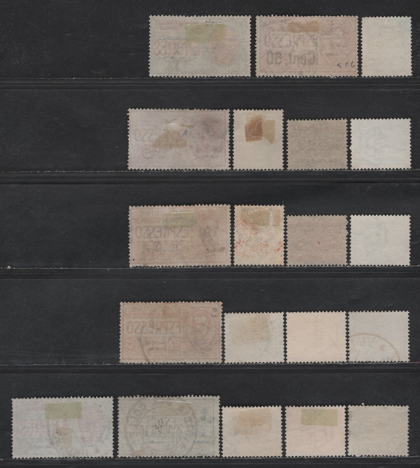 Lot 239 Italy SC#E6, E8, E1, E3, E5, EY2, J28-J32, J34, J36 25c - 2l Rose Red - Green Numeral & Arms, 1903-1934 Special Delivery - Postage Dues, 13 Fine/Very Fine Used Singles