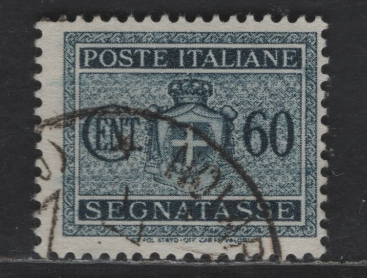 Italy SC#J35 60c Slate Black Numeral & Arms, 1934 Postage Due, A Fine Used Single