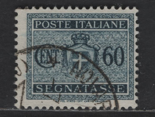 Italy SC#J35 60c Slate Black Numeral & Arms, 1934 Postage Due, A Fine Used Single