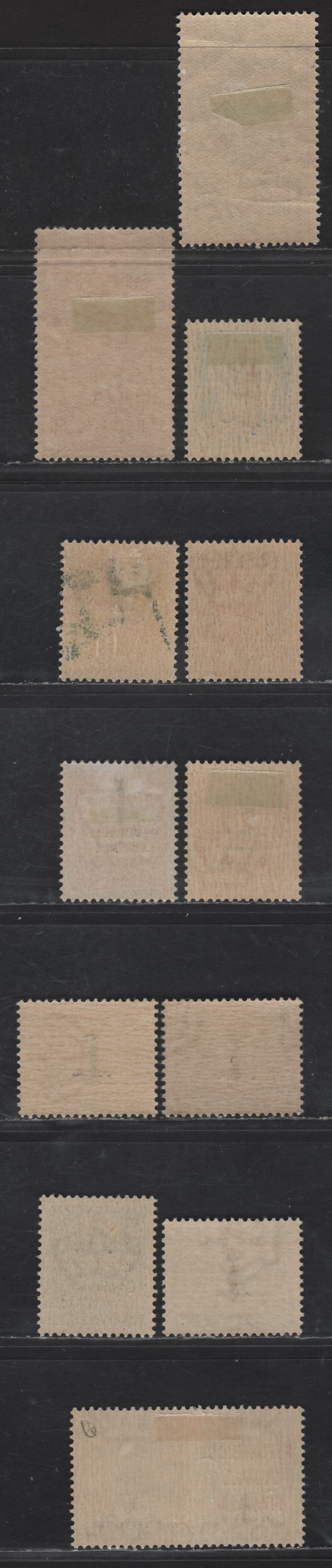 Lot 258 Italian Social Republic SC#1-5, 16, 32, 34, J4-J6 25c - 40c Deep Green - Black & Brown Ceasar & Victor Emmanuel, 1944 Overprinted Faces Issue, 11 F/VFOG/NH Singles