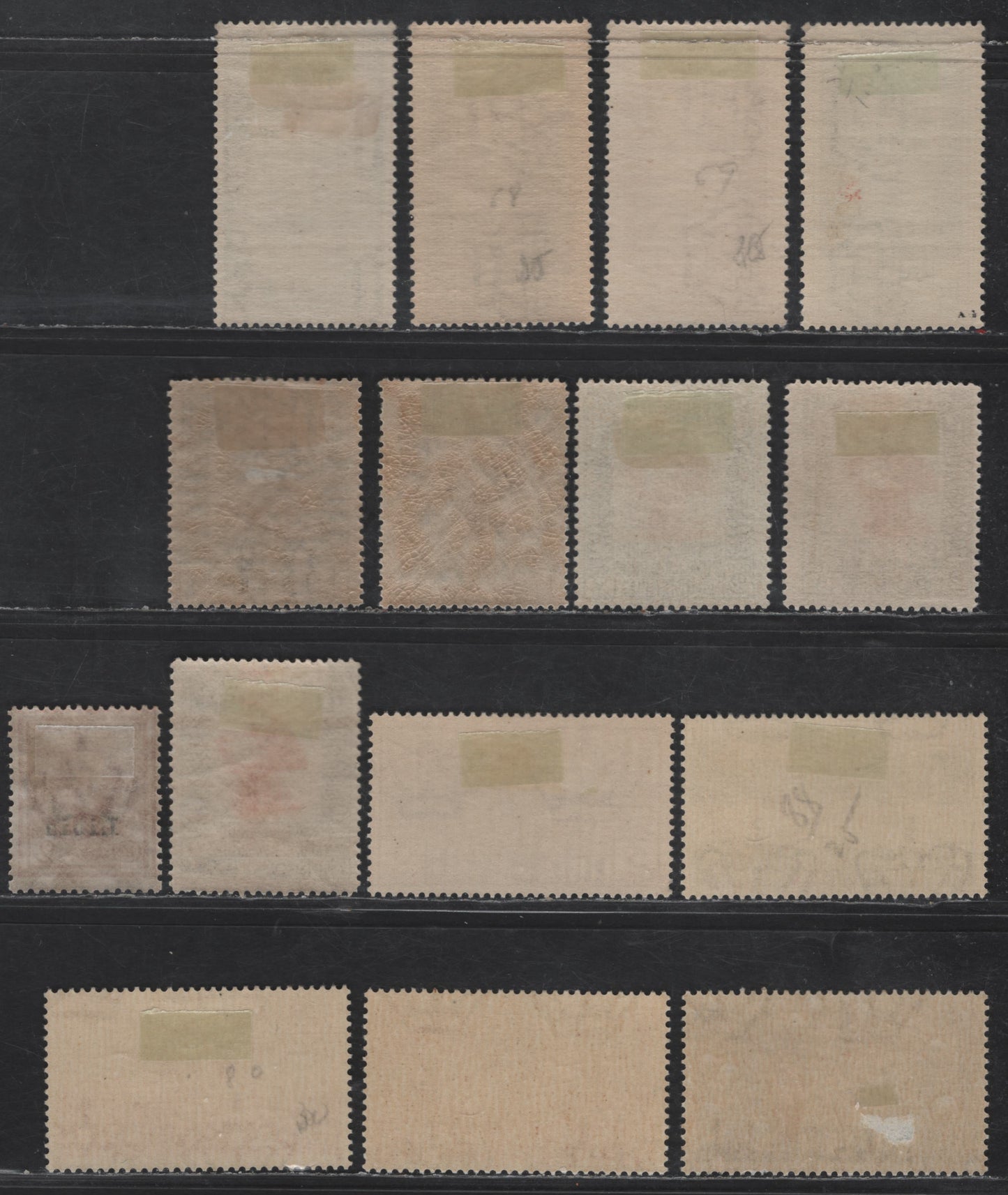 Lot 277 Libya SC#2, 20, 47-48, 50, 83, 77-78, 82, 88-89, 95-96, C32 2c - 50c Orange Brown - Dark Olive Green Emblems - Airmail, 1912-1938 Overprinted - Airmail Issues, 14 F/VFOG/NH Singles, Crown Wmk & Unwatermarked, Perfs 14 & 14x13.5
